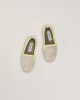 Chausson enfant laine, beige jaune fluo