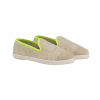 Chausson femme laine, beige jaune fluo