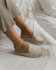 Mule femme laine, beige paillettes