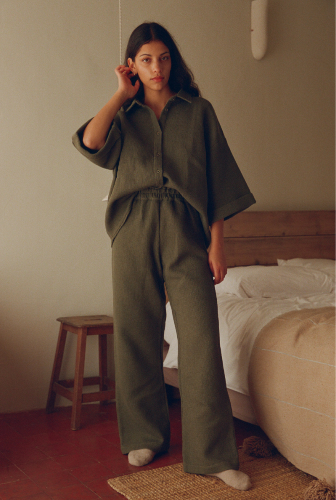 Pantalon Mimosa nid d'abeille Kaki