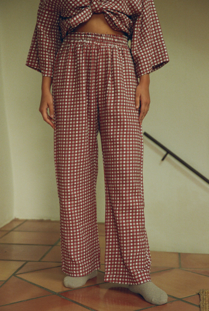 Pantalon Mimosa Vichy Bordeaux