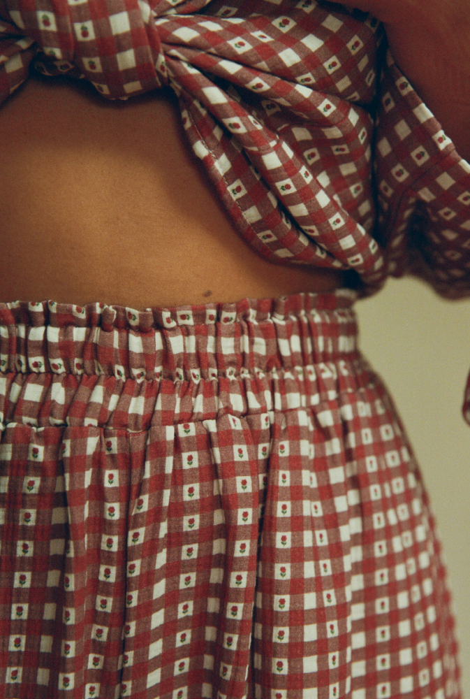 Pantalon Mimosa Vichy Bordeaux