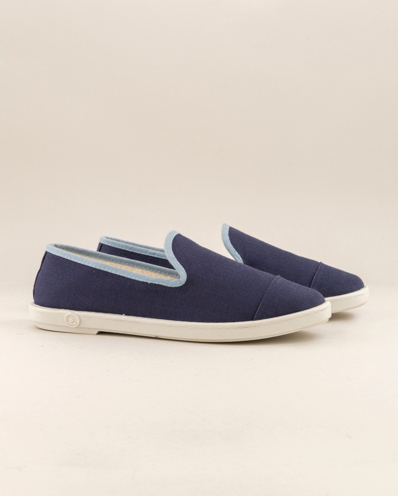 Espadrille sans tresse femme lin, jean ciel