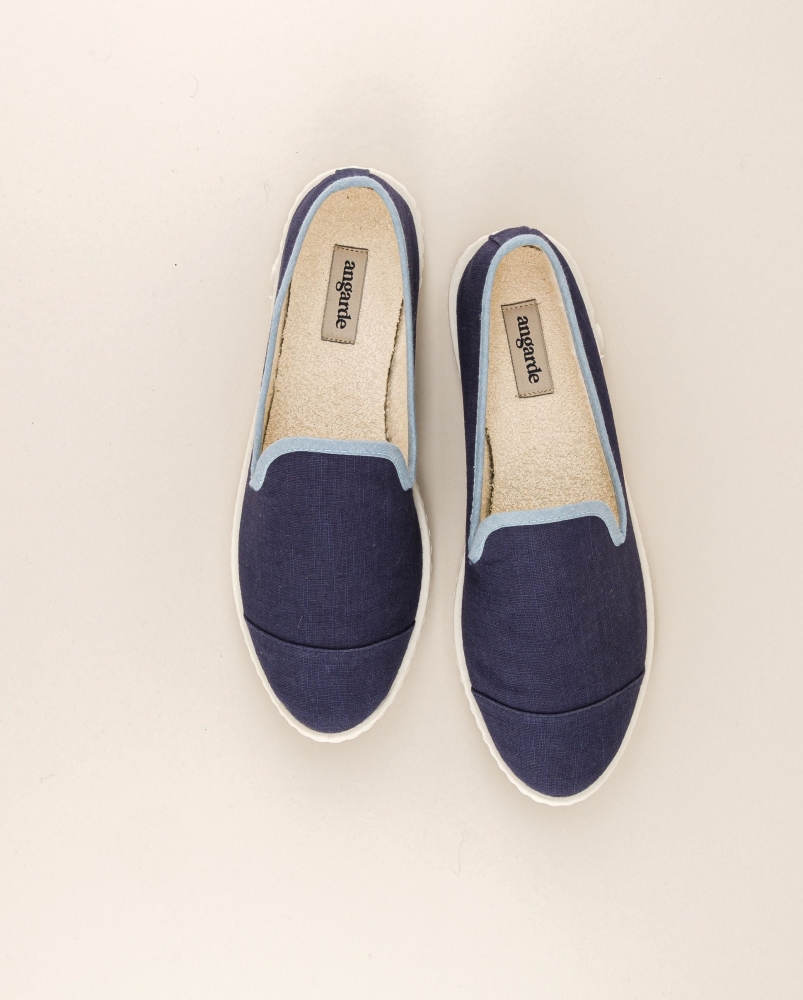 Espadrille sans tresse femme lin, jean ciel