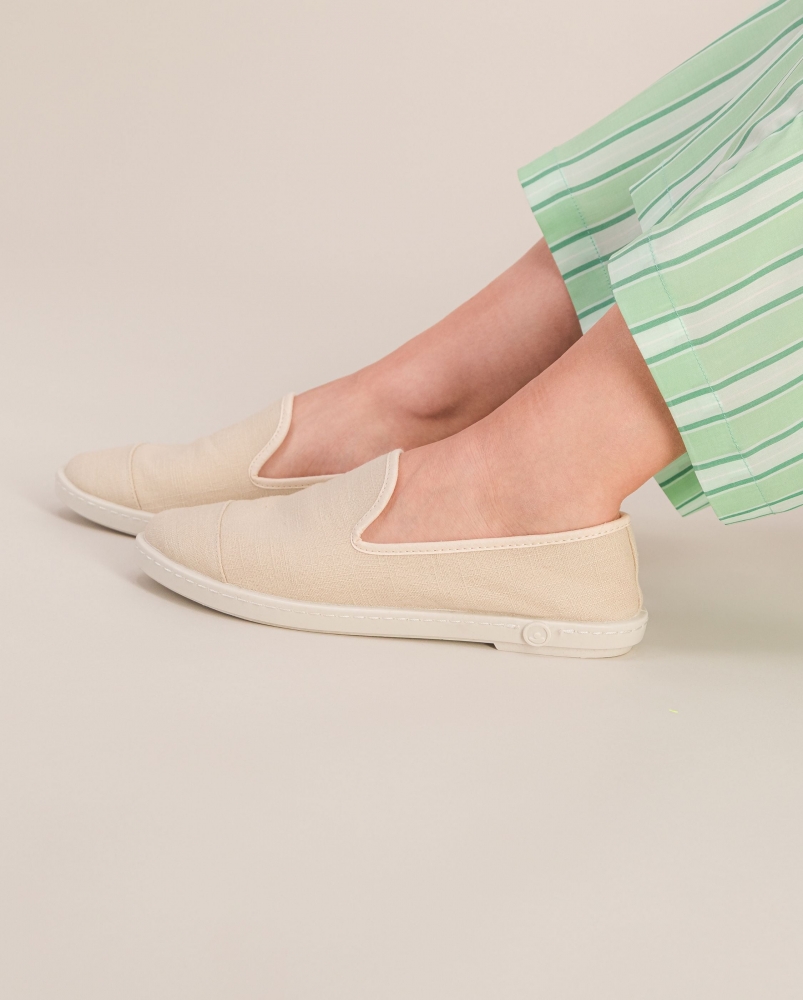 Espadrille sans tresse femme lin, beige ivoire