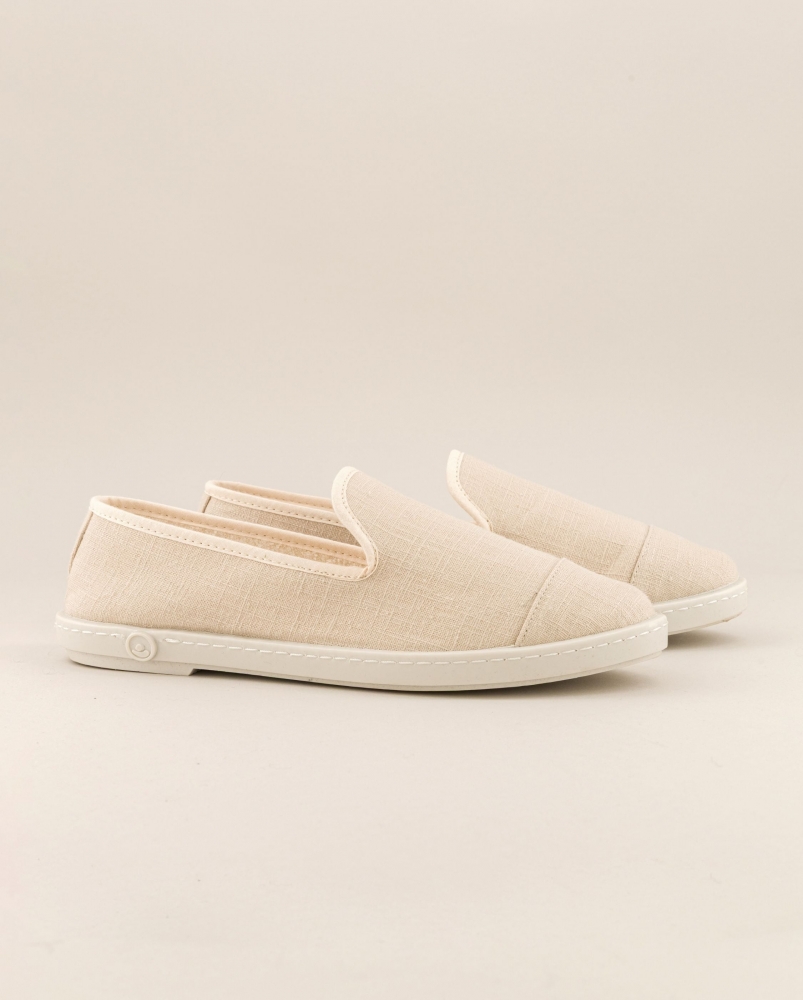 Espadrille sans tresse femme lin, beige ivoire