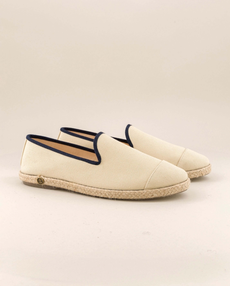 Espadrille homme coton, beige marine