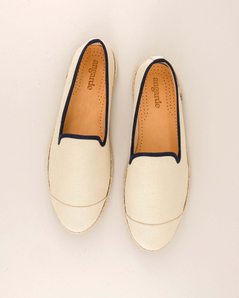 Espadrille homme coton, beige marine