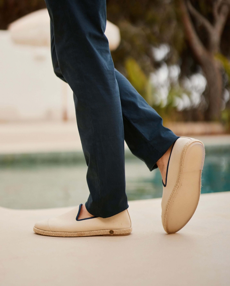 Espadrille homme coton, beige marine
