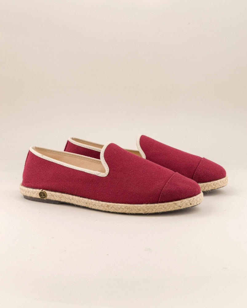 Espadrille homme coton, bordeaux beige
