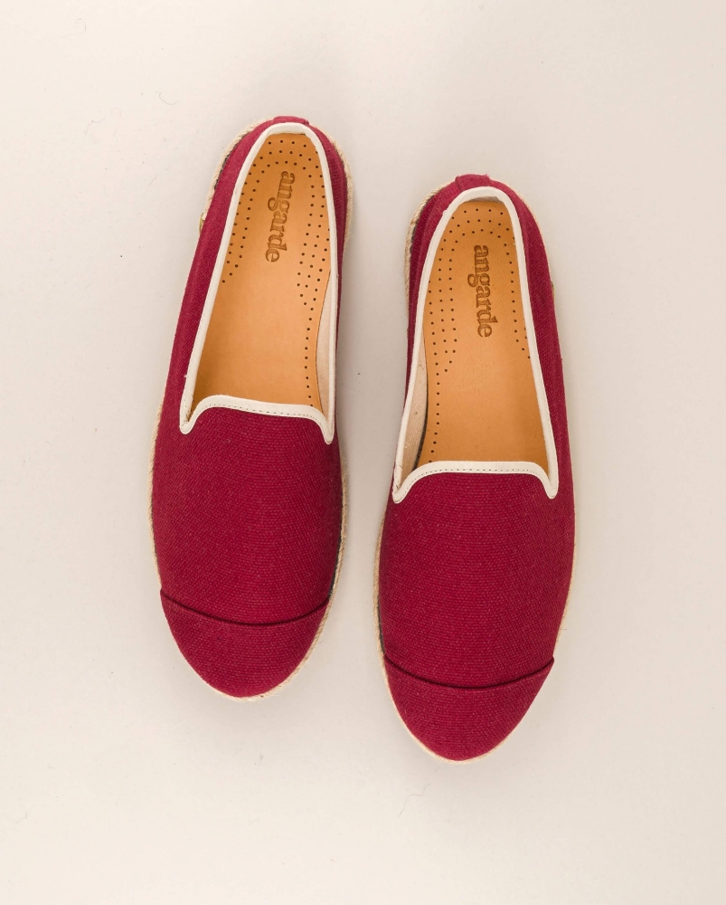 Espadrille homme coton, bordeaux beige