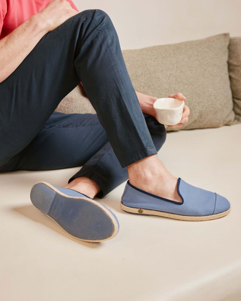Espadrille homme coton, jean marine