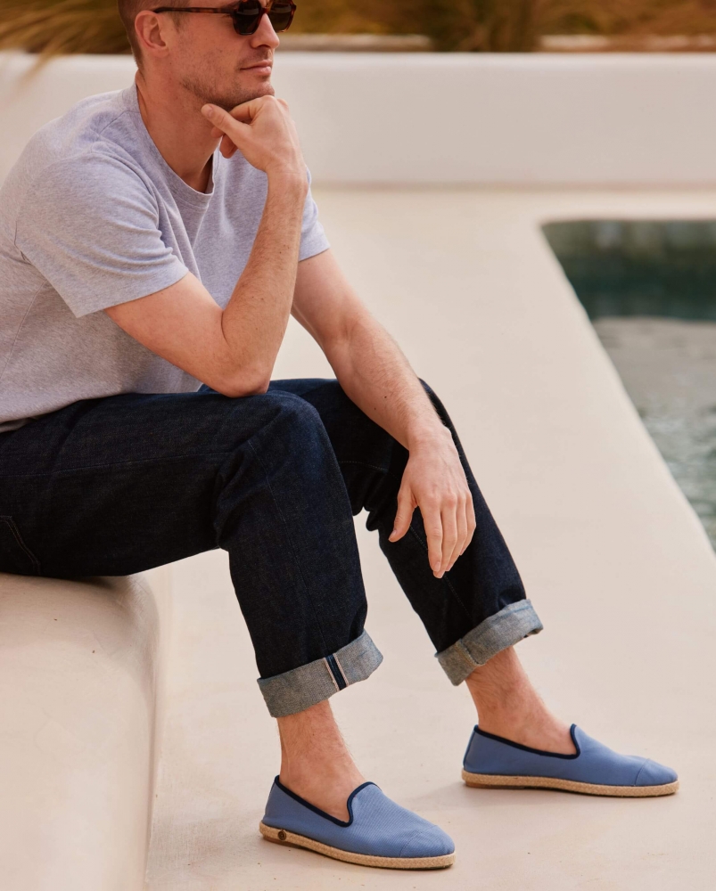 Espadrille homme coton, jean marine
