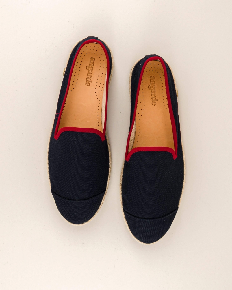 Espadrille homme coton, marine rouge