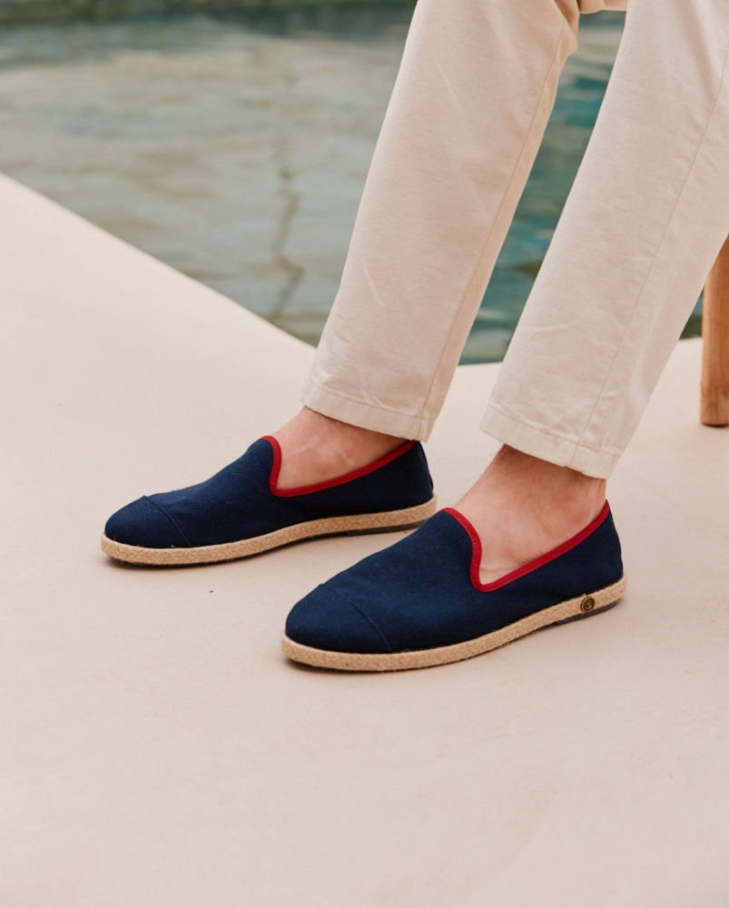 Espadrille homme coton, marine rouge