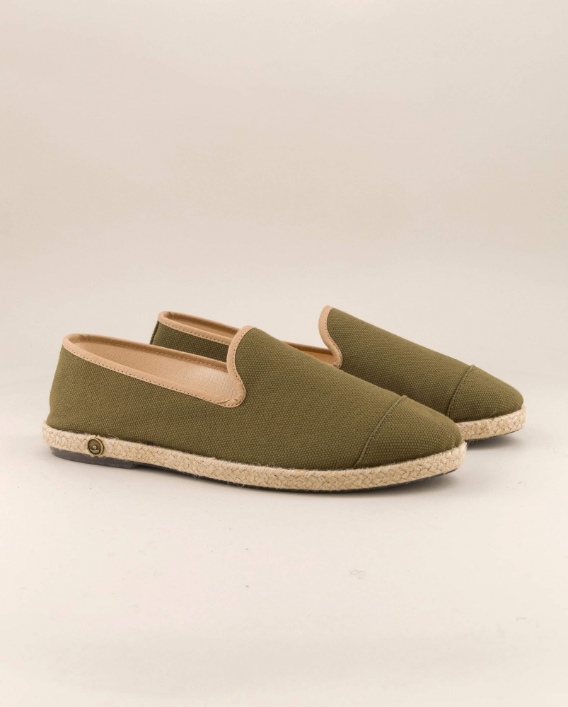 Espadrille homme coton, olive beige