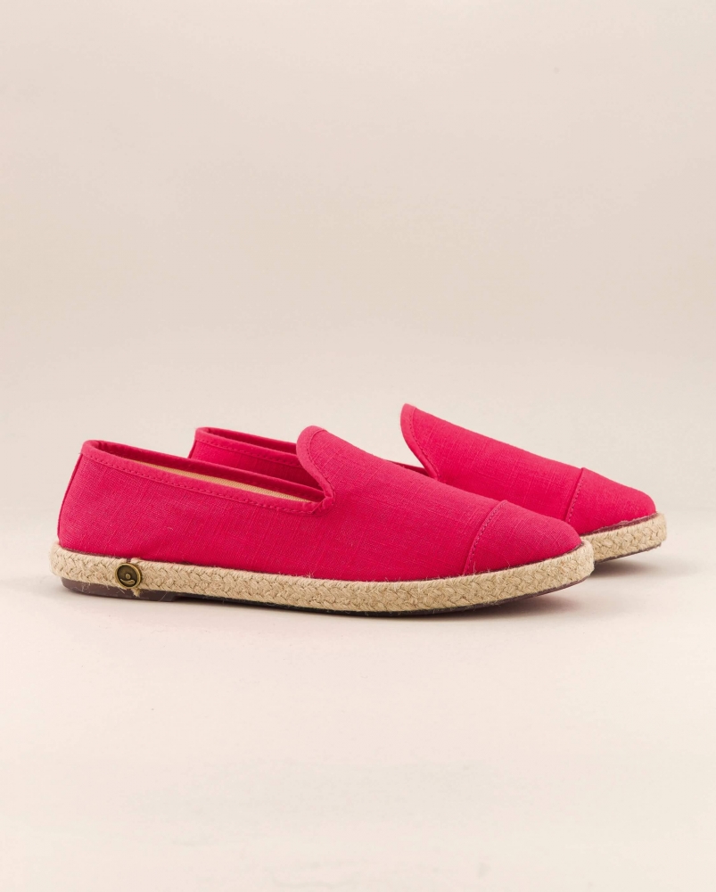 Espadrille femme lin, fuchsia