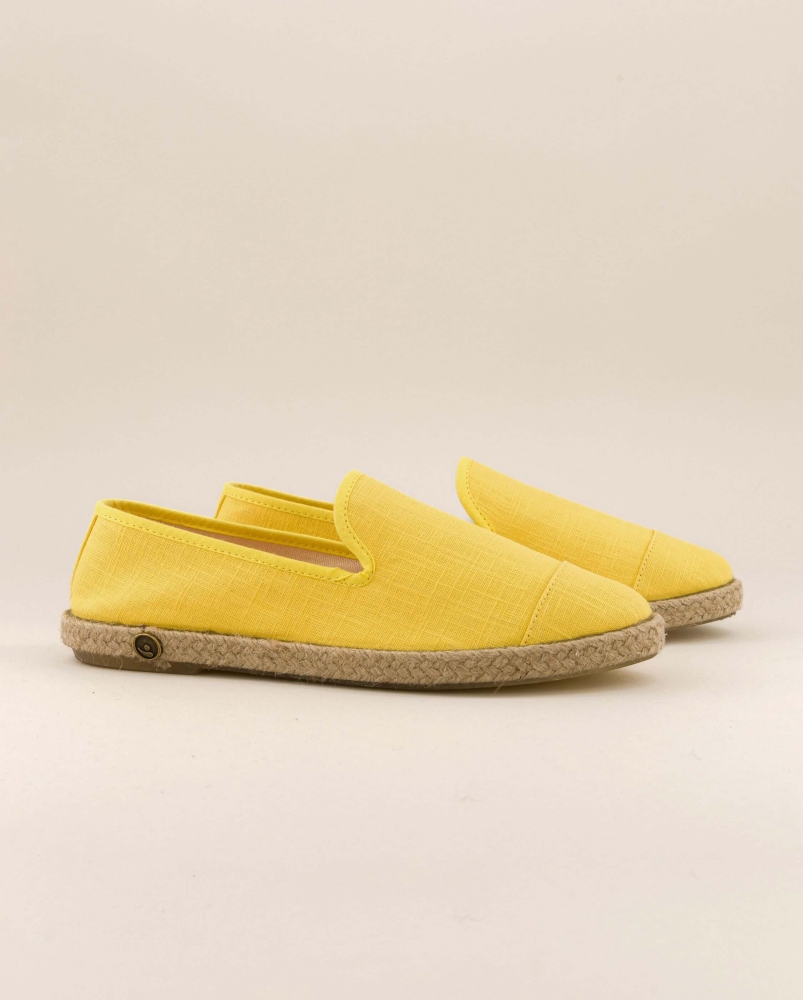 Espadrille femme lin, jaune