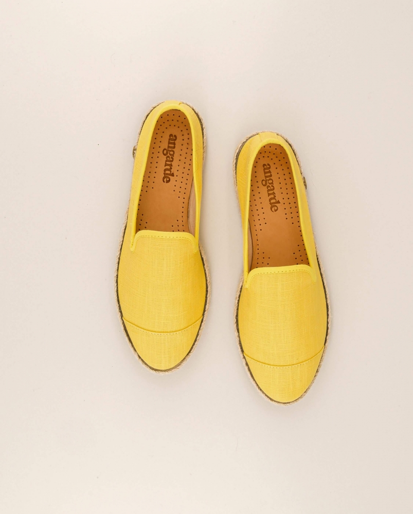 Espadrille femme lin, jaune