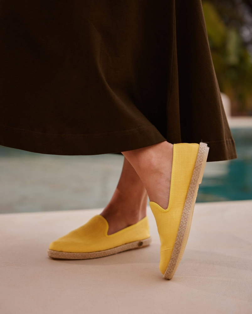 Espadrille femme lin, jaune