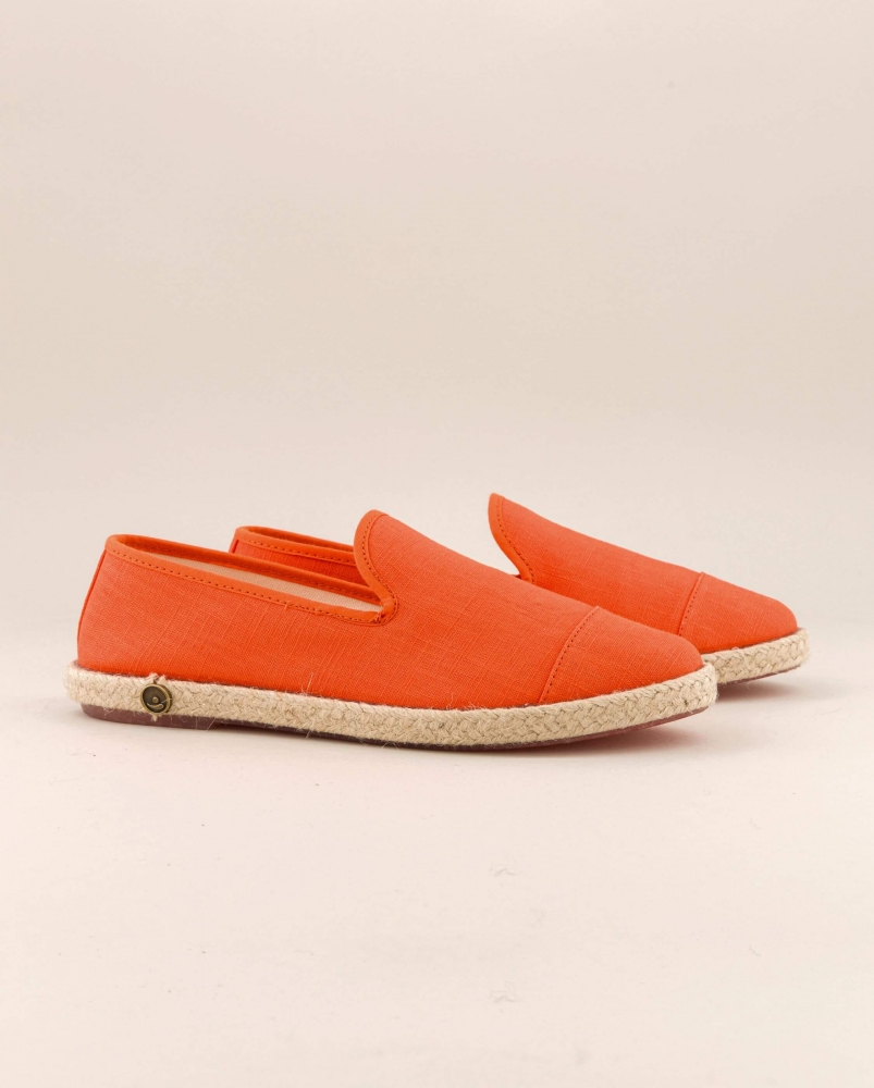 Espadrille femme lin, orange