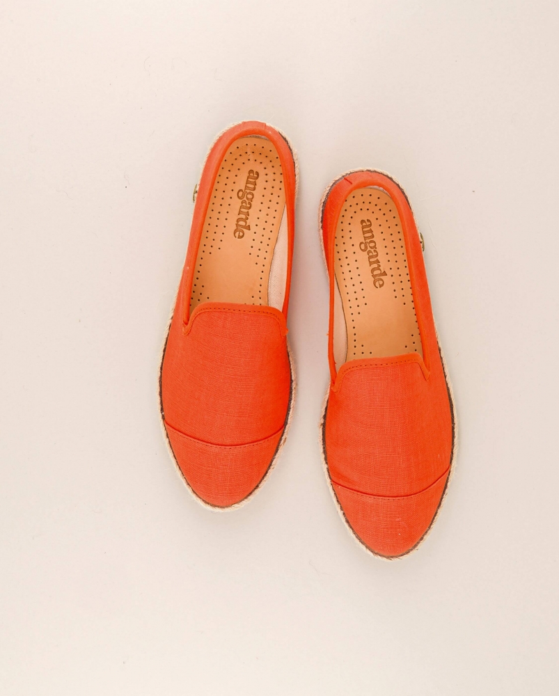 Espadrille femme lin, orange