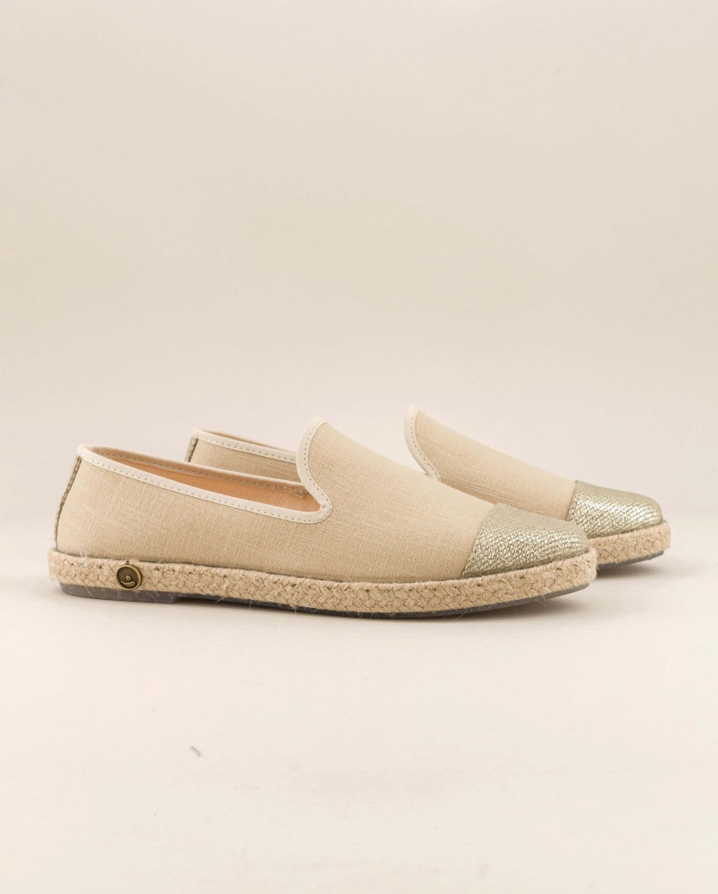 Espadrille femme lin, sable doré