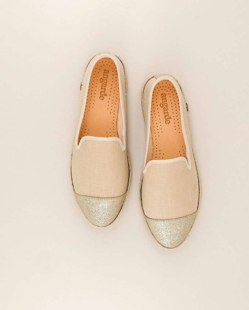 Espadrille femme lin, sable doré