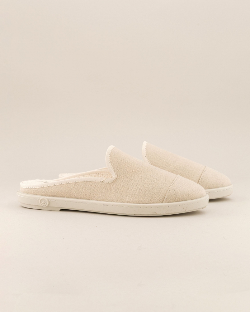 Mule femme lin, beige ivoire
