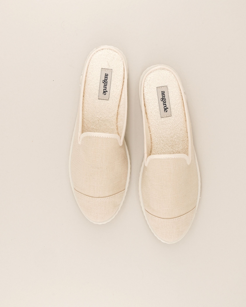 Mule femme lin, beige ivoire