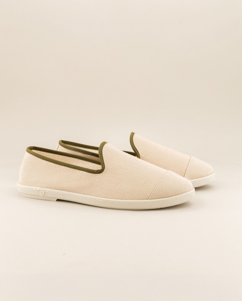 Chausson homme lin, beige kaki