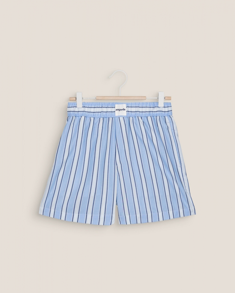 Short femme, rayures bleu-océan