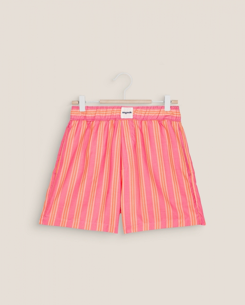 Short femme, rayures rose-orange