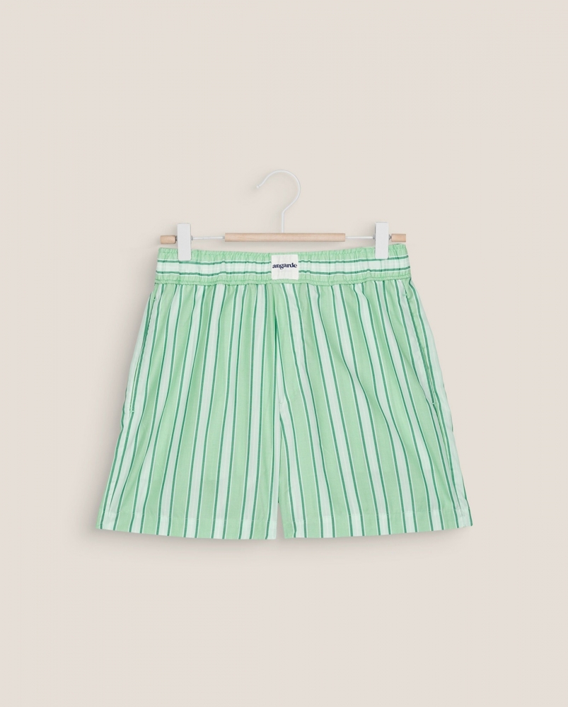 Short femme, rayures vert-menthe