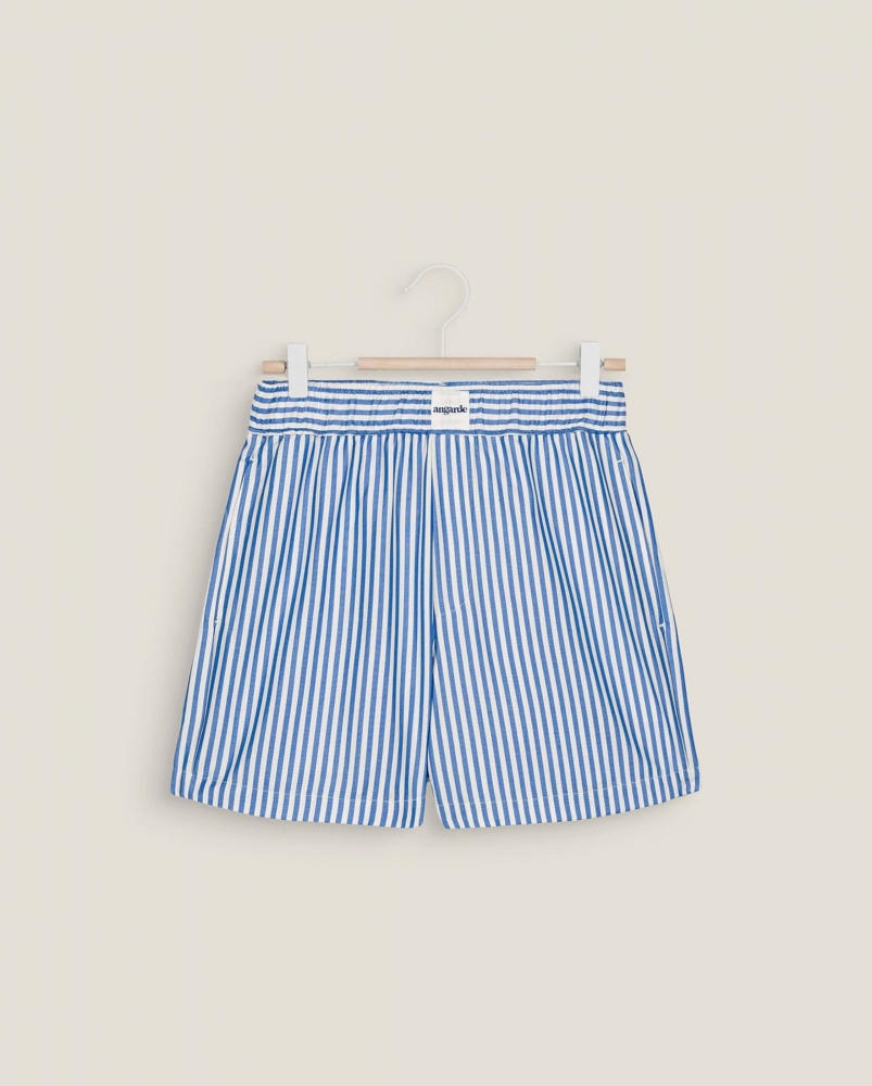 Short pyjama femme, rayures azur