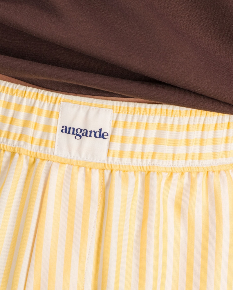 Short pyjama homme, rayures citron