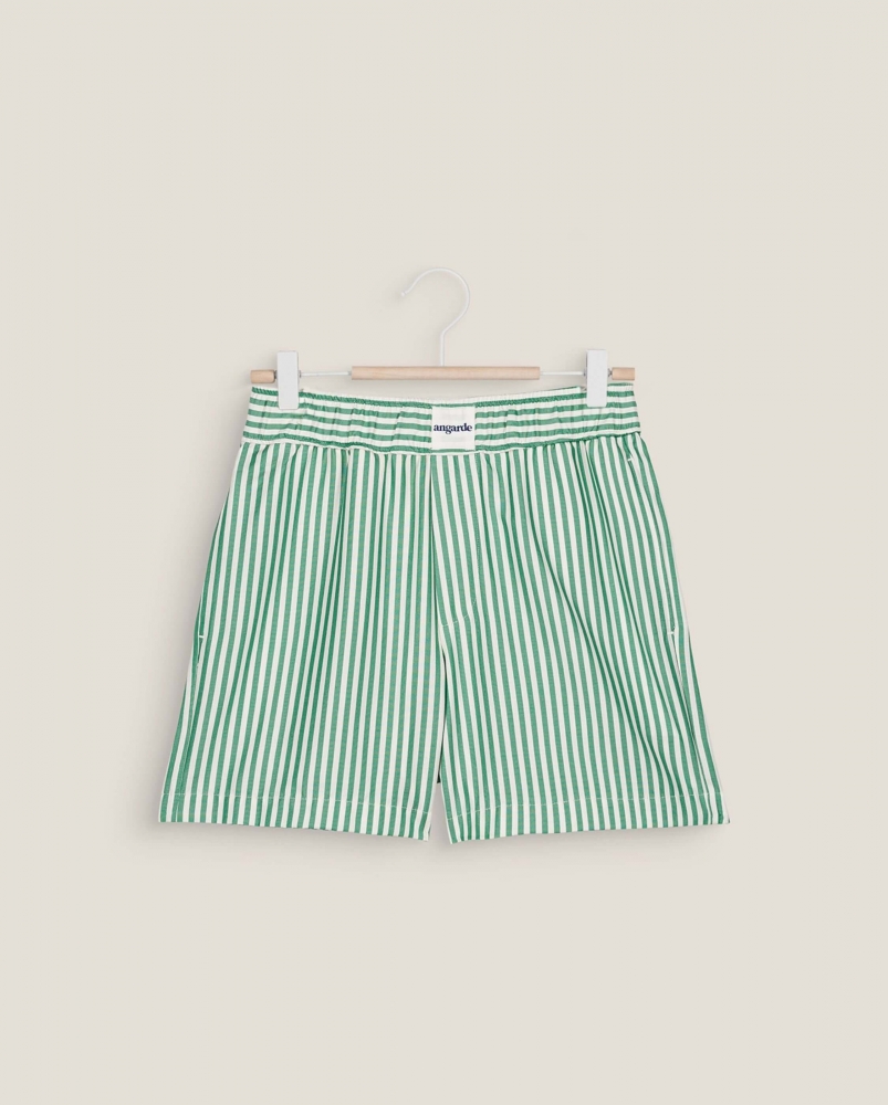 Short pyjama femme, rayures vert