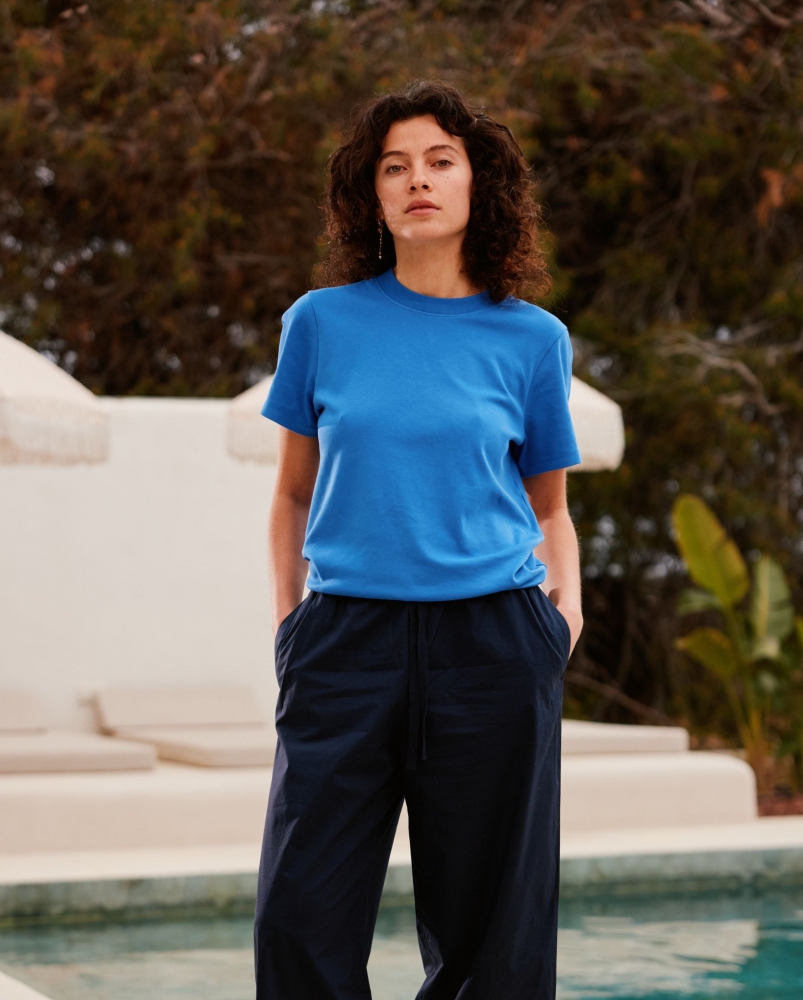 T-shirt femme coton bio, azur