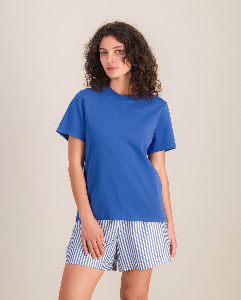 T-shirt femme coton bio, azur