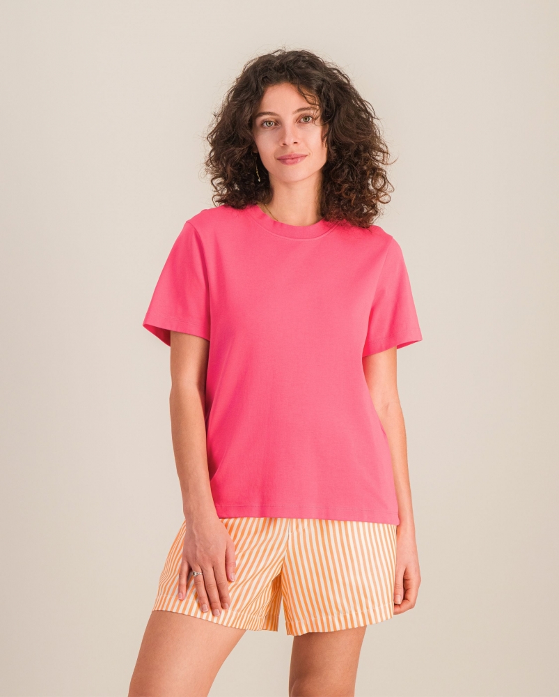 T-shirt femme coton bio, fuchsia