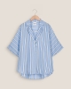 Chemise femme, rayures bleu-océan