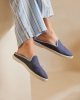 Mule femme lin, jean ciel