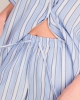 Pantalon femme, rayures bleu-océan