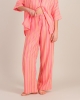 Pantalon femme, rayures rose-orange