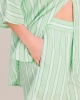 Pantalon femme, rayures vert-menthe