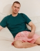 Short pyjama homme, rayures fuchsia