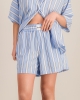 Short femme, rayures bleu-océan