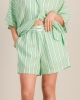 Short femme, rayures vert-menthe