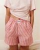 Short pyjama femme, rayures fuchsia