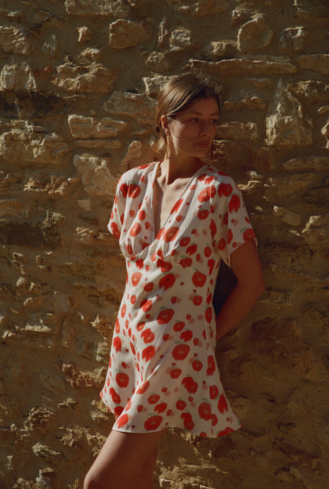 Robe courte Laura - Imprimé Fleurs rouges